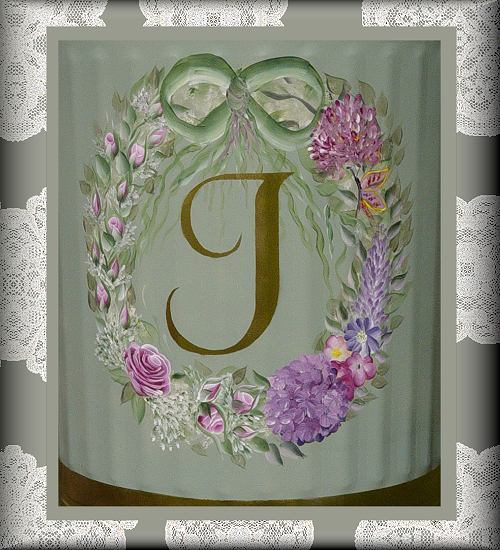 Hand Painted 33 Gallon Metal Garbage Can Painted Sage with Florals